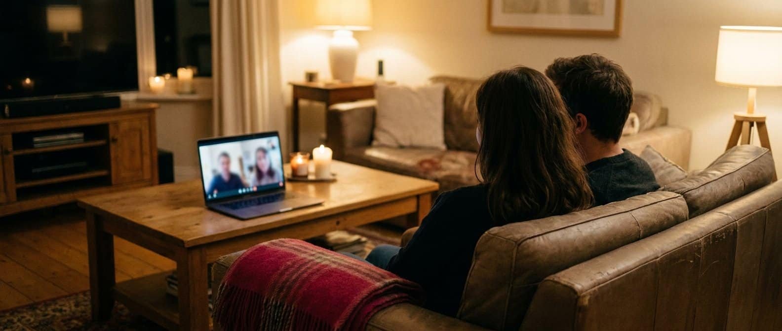 Thérapie de couple en visioconférence avec deux thérapeutes, image d'illustration